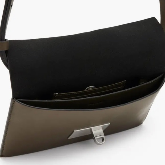 ALLSAINTS Francoise Leather Crossbody Bag in olive and silver NWT - Picture 3 of 11